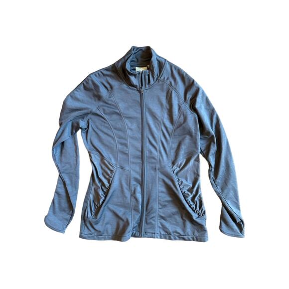 Athleta Revive Ruched Gray Vented Full Zip Jacket Women's Medium. - Picture 1 of 7
